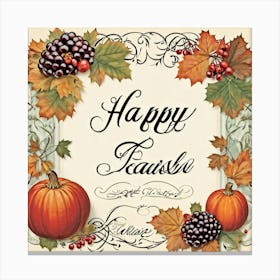 Calligraphic Lettering Of Happy Fall Season In Vintage Typography That Nutures A Decorative And F (1) Canvas Print