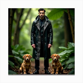 Man And His Dogs 1 Canvas Print