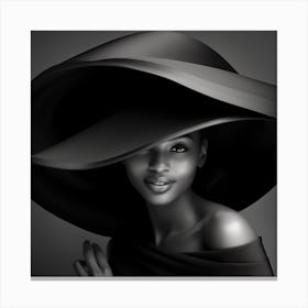Black And White Portrait Of African American Woman Canvas Print