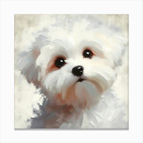 Adorable Maltese Dog Oil Painting 2 Canvas Print