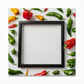 Peppers In A Frame Canvas Print