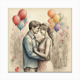 Love And Balloons Canvas Print