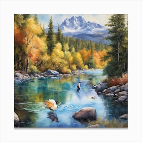 Fishing In The River Canvas Print