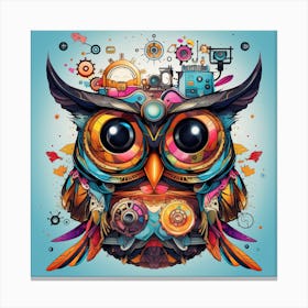 Owl With Gears 1 Canvas Print