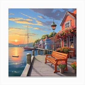 Sunset On The Dock Canvas Print