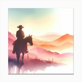 Cowboy On Horseback Canvas Print