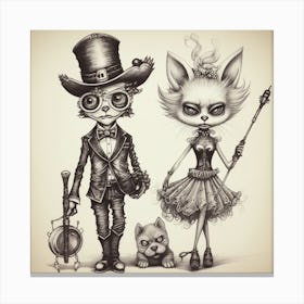 Kitty Cat Couple Canvas Print