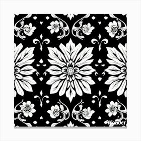 Black And White Floral Pattern 2 Canvas Print