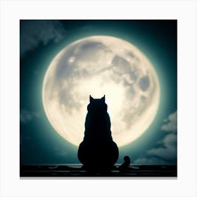 Cat Watching The Moon Canvas Print