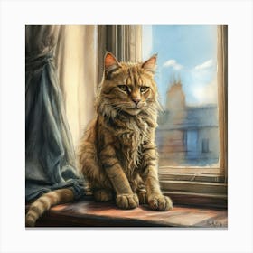 Cat In The Window 5 Canvas Print