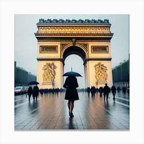 Femme Marchant Dans Paris Un Jour De Pluie 10 Canvas Print