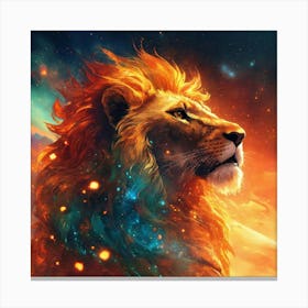 Fantasy Lion Fire Canvas Print
