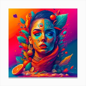 Woman With Colorful Makeup Canvas Print