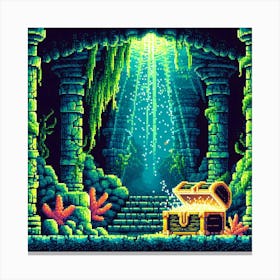 8-bit underwater cavern 2 Canvas Print