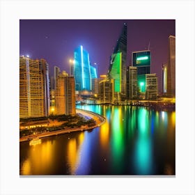 Cityscape At Night Canvas Print