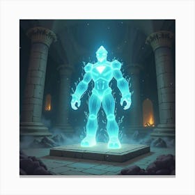 Crystal Golem Glowing With Energy In An Ancient Temple 1 Canvas Print