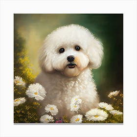 Poodle In Flowers Canvas Print