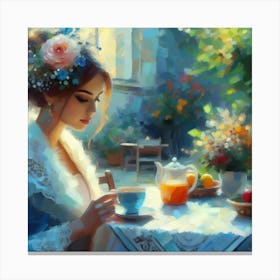 Tea With A Girl Canvas Print