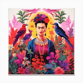 Frida Kahlo and Birds Canvas Print