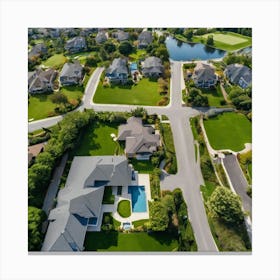 Aerial View Of A Residential Neighborhood Canvas Print