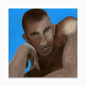 Male Portrait On Blue Canvas Print