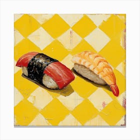 Nigiri Sushi Yellow Checkerboard 4 Canvas Print