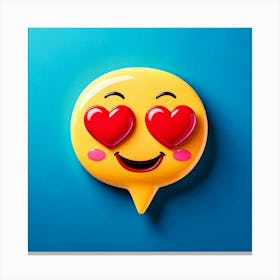 Firefly Heart Eyes Emoji, Emoji, Speech Bubble, Love, Adoration, Blue Background, Symbol, Affection, (5) Canvas Print