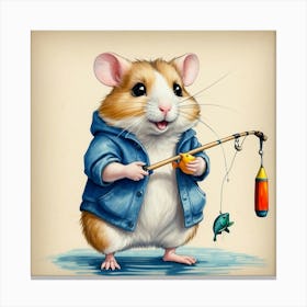 Hamster Fishing 14 Canvas Print