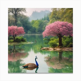 Peacock In The Park Canvas Print