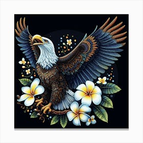 Eagle With Flowers 1 Canvas Print