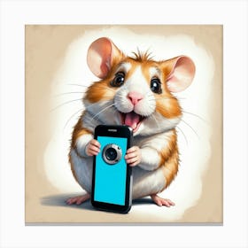 Hamster With Phone 1 Canvas Print