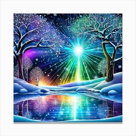 Christmas Tree In The Snow 5 Canvas Print