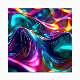 3d Light Colors Holographic Abstract Future Movement Shapes Dynamic Vibrant Flowing Lumi (11) Canvas Print