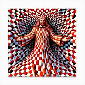 Jesus In A Checkered Pattern Toile