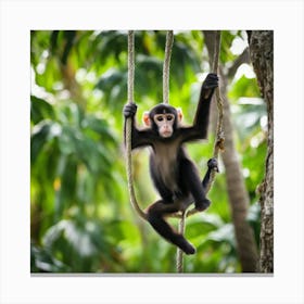 Monkey Hanging On A Rope Canvas Print