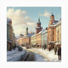 Winter Street art print Canvas Print