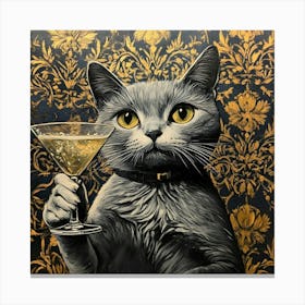 Cat With Martini 4 Canvas Print