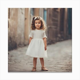 Little Girl In White Dress Canvas Print