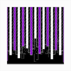 Purple And White Bar Codes Canvas Print