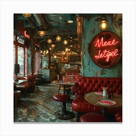 Restaurant With A Neon Sign Canvas Print