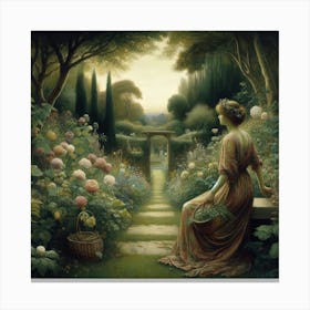 Lady In The Garden 4 Canvas Print