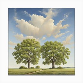 Two Elm Trees Art Print 2 Canvas Print