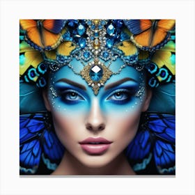 Beautiful Woman With Butterfly Wings 2 Canvas Print