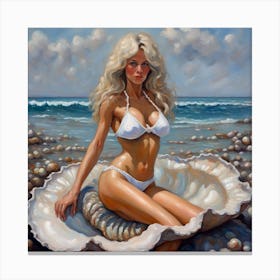 Mermaid In Shell 1 Canvas Print