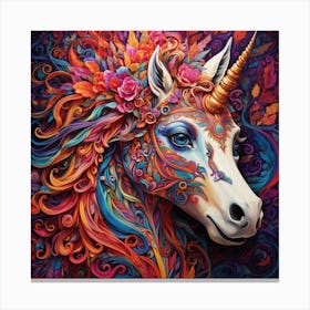 Dreamshaper V7 A Psychedelic Representation Of A Unicorns Face 0 Canvas Print