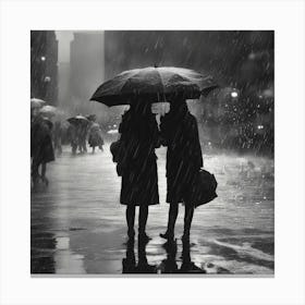 Two Women In The Rain Canvas Print