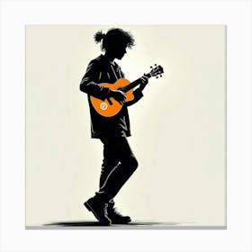 Silhouette Of A Man Playing A Guitar Canvas Print