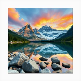 Sunrise At Lake Banff 1 Canvas Print