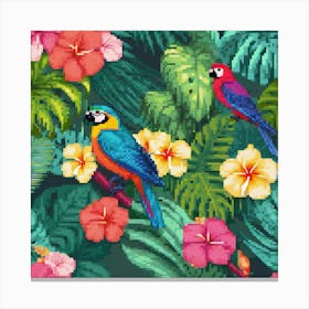 Tropical, pic cell art, good flowers, nice colors, flowers, trees, digital art of nature, wall art of birds, wall art of flowers, wall art of greenery Canvas Print