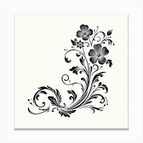 Black And White Floral Design 3 Canvas Print